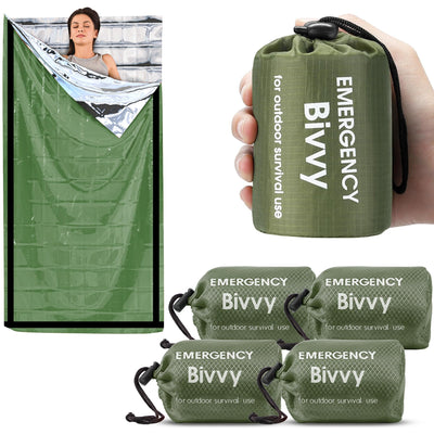 Deecam Notfall-Biwaksack 4er Set – Survival Schlafsack, 95% Wärmereflexion, Wasserdicht