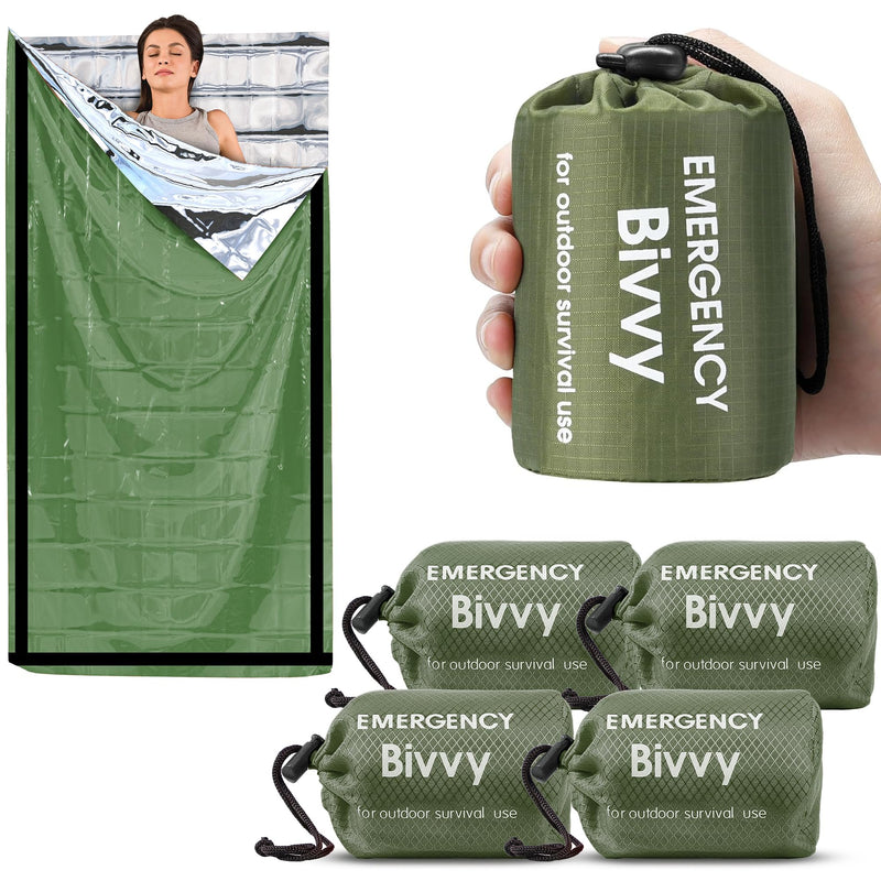 Deecam Notfall-Biwaksack 4er Set – Survival Schlafsack, 95% Wärmereflexion, Wasserdicht