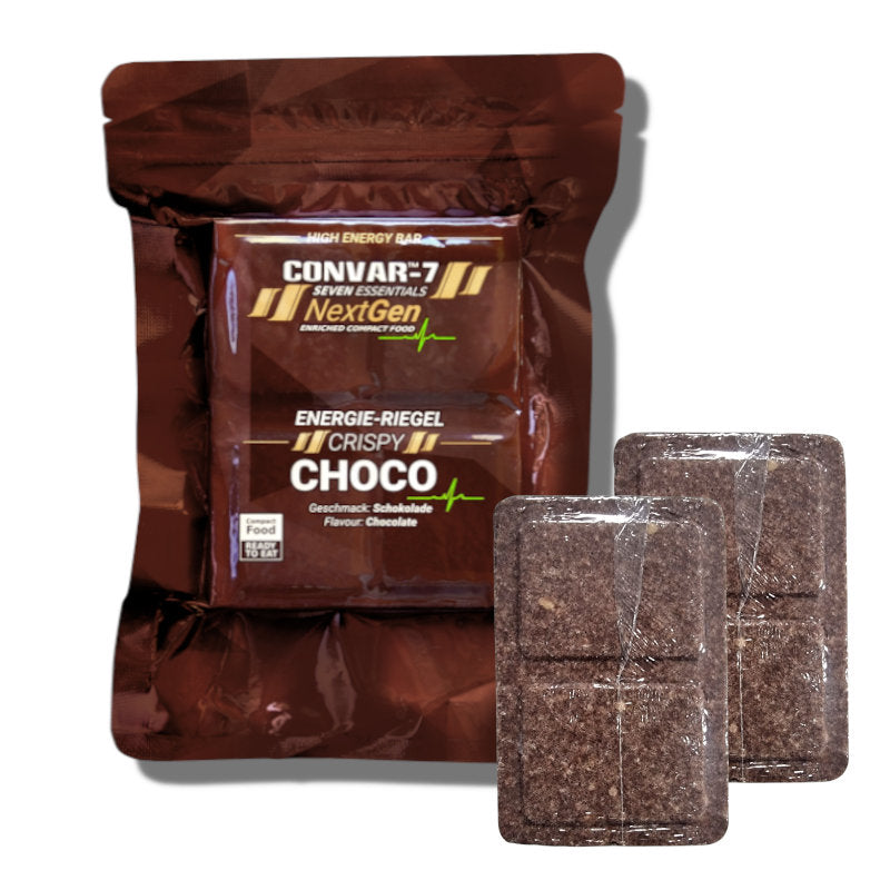 CONVAR-7 NextGen Energy Bar Crispy Choco, Rückseite mit Nährwertangaben