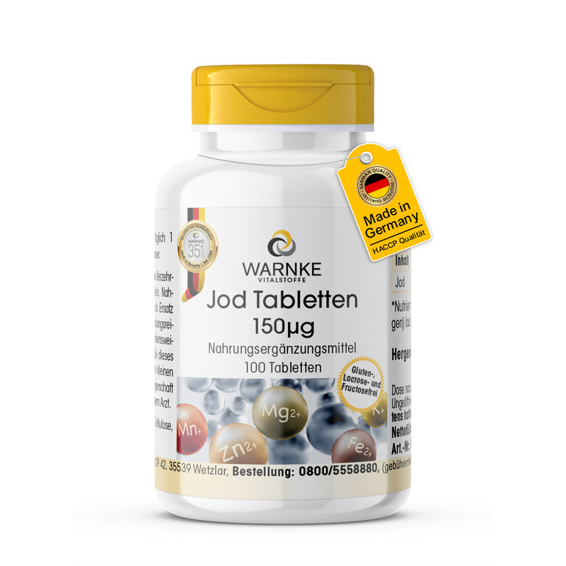 Warnke Vitalstoffe Jod Tabletten 150 µg – 100 Tabletten (Nahrungsergänzungsmittel)
